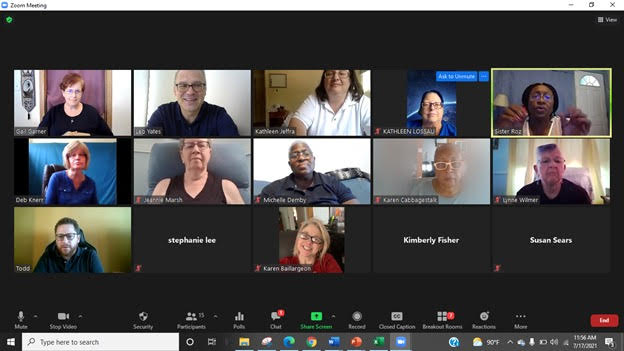 screenshot of Zoom session with several participants